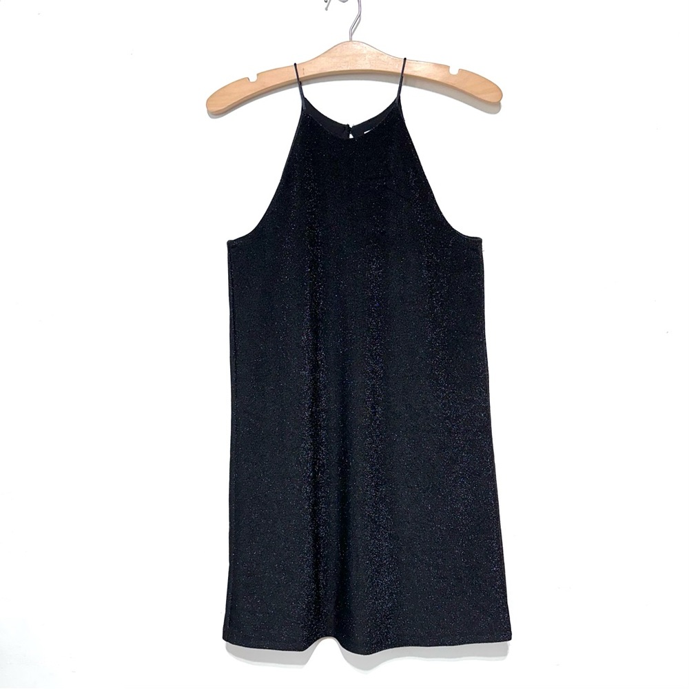 Oak + Fort Black Glittered Loose Fit Women’s Mini Dress Size XS